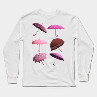 Fun Umbrellas Pattern - Pink Long Sleeve T-Shirt